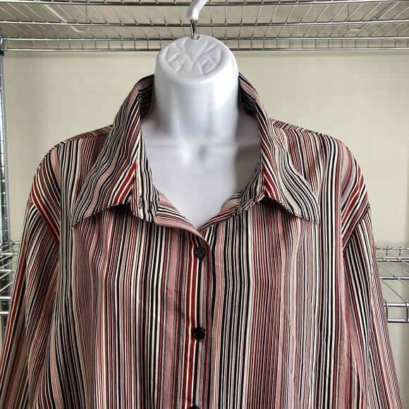 Maggie‎ Barnes Striped Classic Button Up Shirt Size 2X Career Capsule Basics - Picture 7 of 11